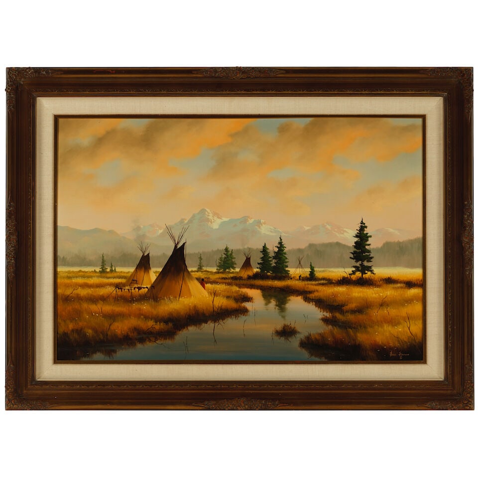 Heinie Hartwig (born 1937) Tipis on the Plain 24 x 36 in. - 2