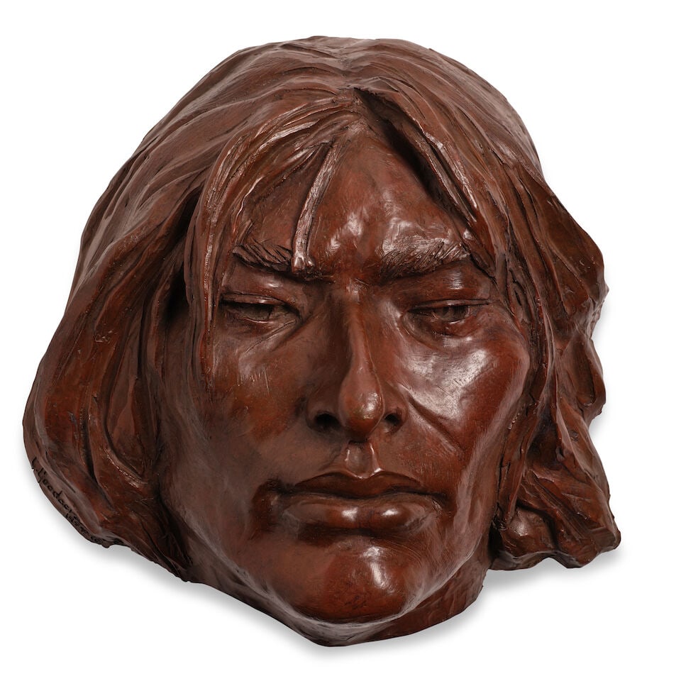 Glenna Goodacre (1939-2020) He Is, They Are (Face Study) 15 3/4 in. high (Executed in 1994.): Glenna Goodacre (1939-2020) He Is, They Are (Face Study) inscribed, dated and numbered 'G. Goodacre 1994 © 14/50' (lower left) bronze with reddish-brown patina 15 3/4 in. high Executed in