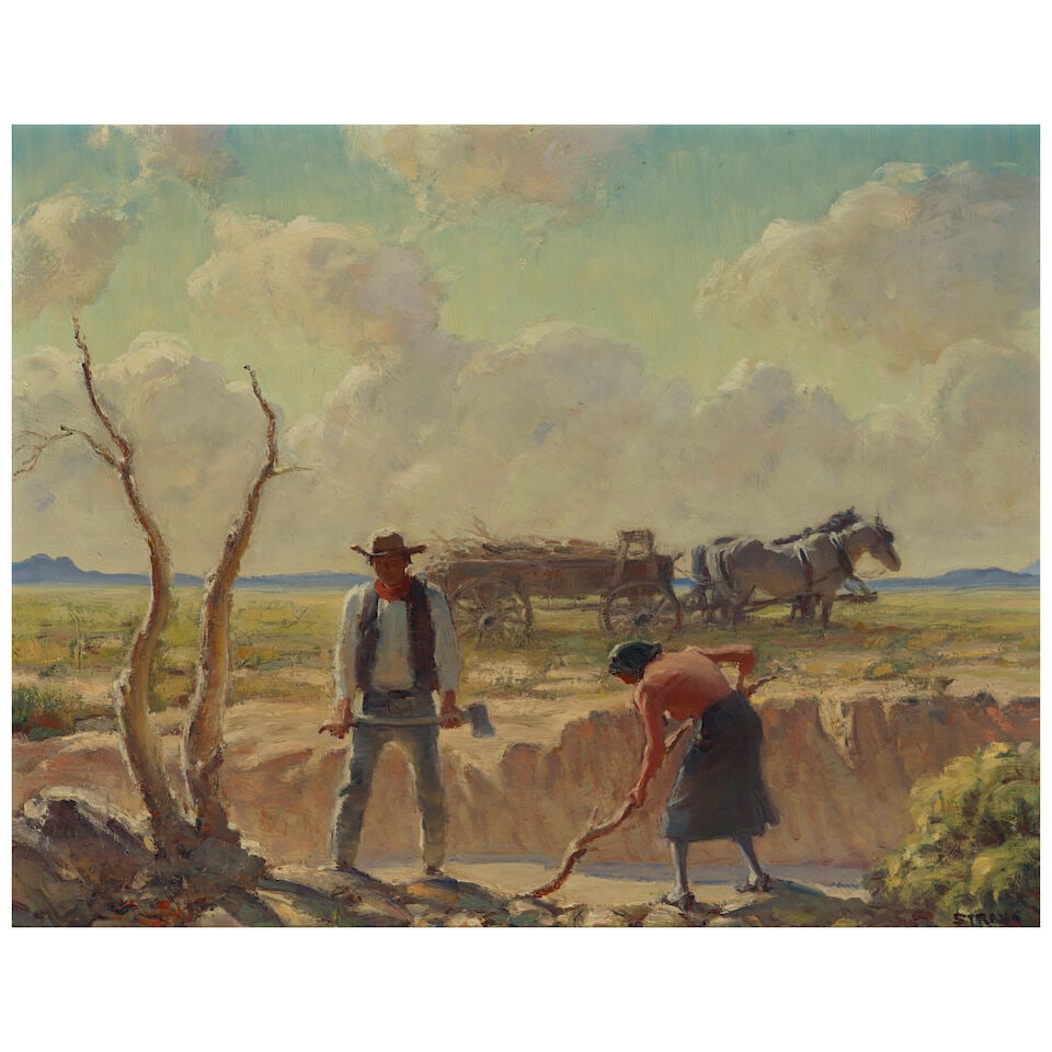 Ray Strang (1893-1957) Wood Gatherers 18 3/4 x 24 in. (1 of 3)