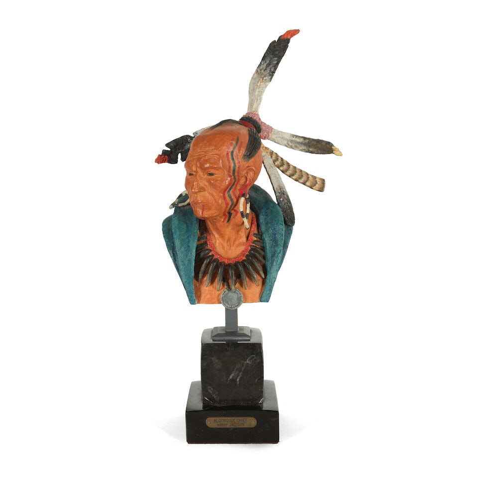 Harry Jackson (1924-2011) Algonquin Chief 9 in. high on a 4 3/4 in. granite base (1 of 6)