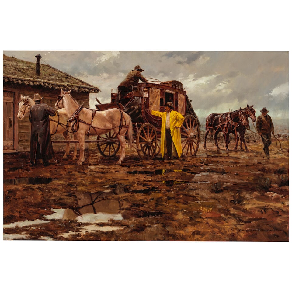 Gary Kapp (born 1942) Morning Stage 24 x 36 in. (Painted in 1978.) (1 of 4)