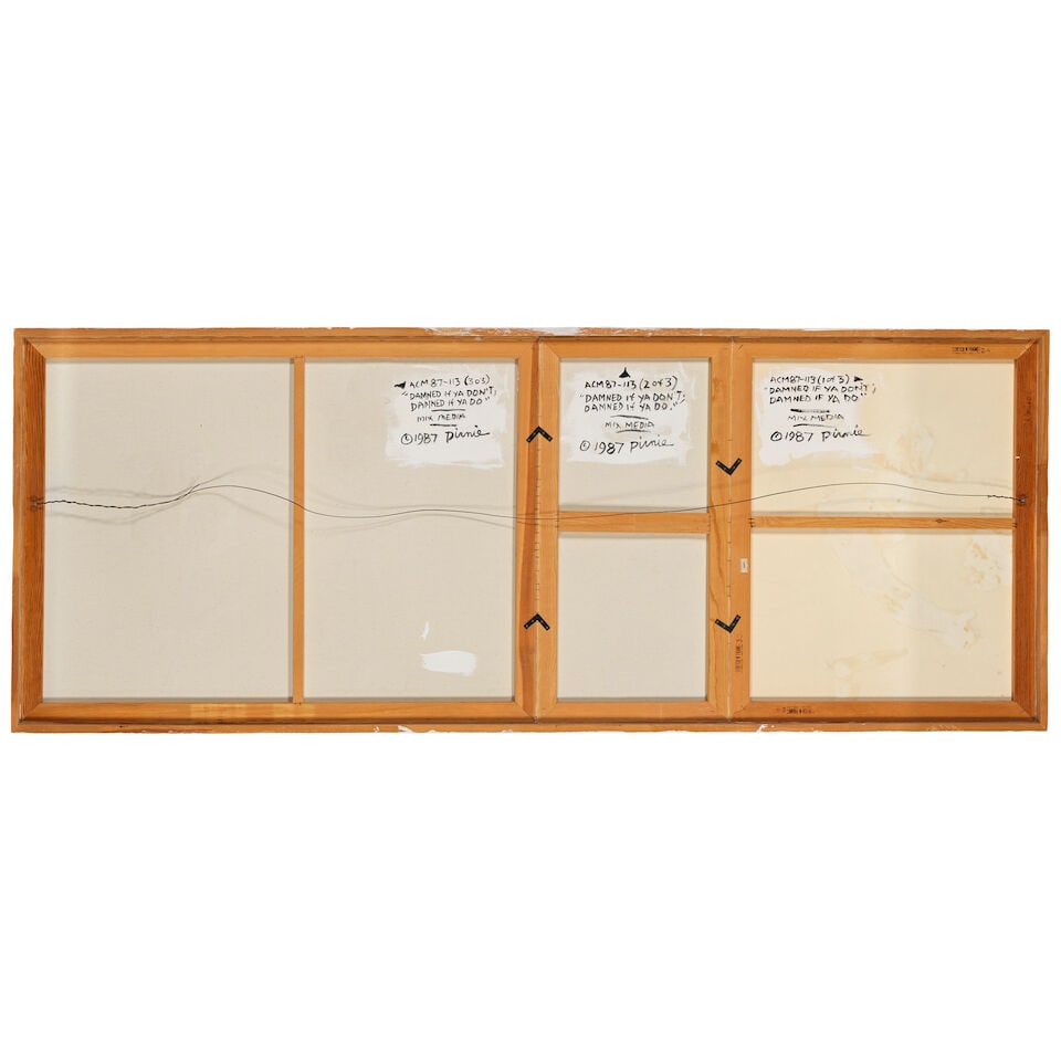 Larry Pirnie (born 1940) Damned If You Don't, Damned If You Do 35 x 79 in. (Painted in 1987.) - 2