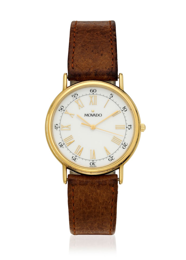 [NO RESERVE] MOVADO. A GOLD PLATED QUARTZ WRISTWATCH Ref: 87-59-0885, (1 of 1)