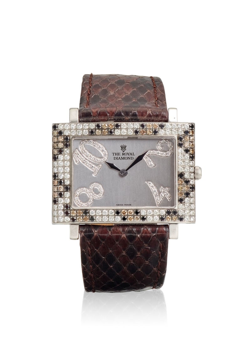 [NO RESERVE] THE ROYAL DIAMOND. A STAINLESS STEEL DIAMOND SET QUARTZ WRISTWATCH Madison, Ref: BA... (1 of 2)