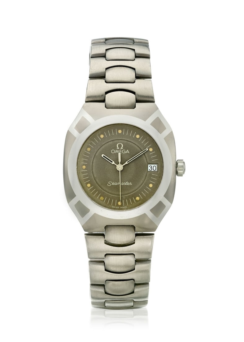 [NO RESERVE] OMEGA. A TITANIUM QUARTZ CALENDAR BRACELET WATCH Seamaster Polaris, Ref: 396.0981, ... (1 of 1)