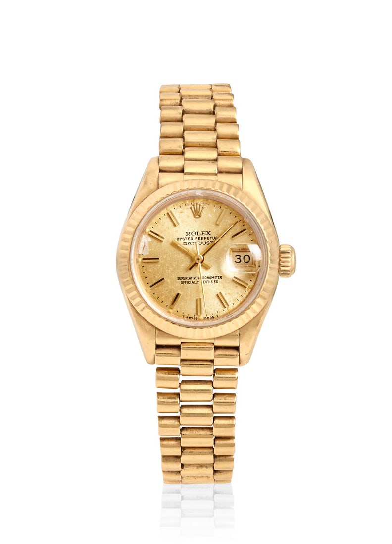[NO RESERVE] ROLEX. AN 18K GOLD AUTOMATIC CALENDAR BRACELET WATCH Datejust, Ref: 69178, c. 1991 (1 of 2)