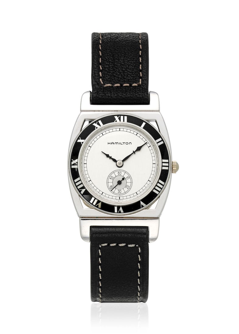 [NO RESERVE] HAMILTON. A LIMITED EDITION STAINLESS STEEL AND 18K WHITE GOLD PLATED QUARTZ WRISTW... (1 of 2)