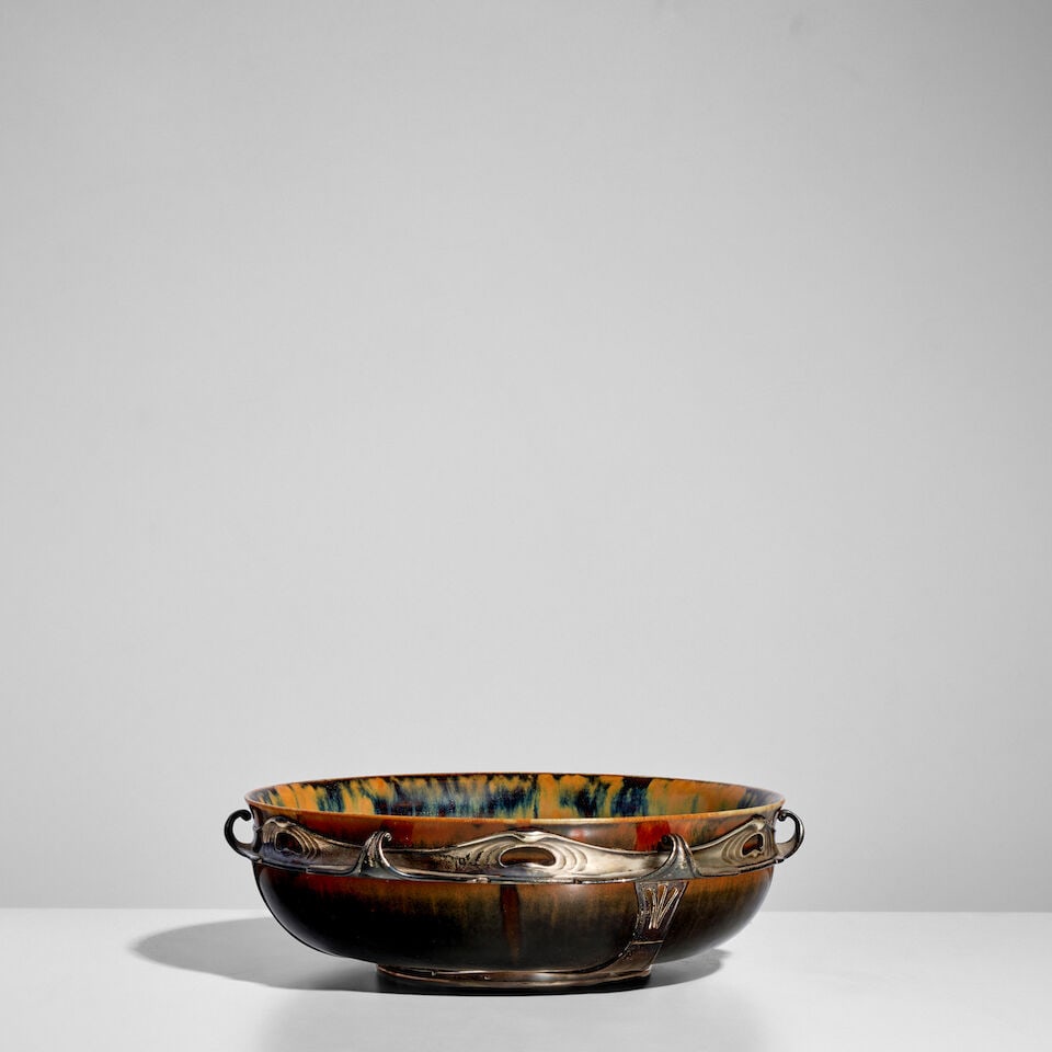 AUGUST DELAHERCHE (1857-1940) AND LUCIEN BONVALLET (1861-1919) SILVER-MOUNTED BOWL Paris, France... (1 of 3)