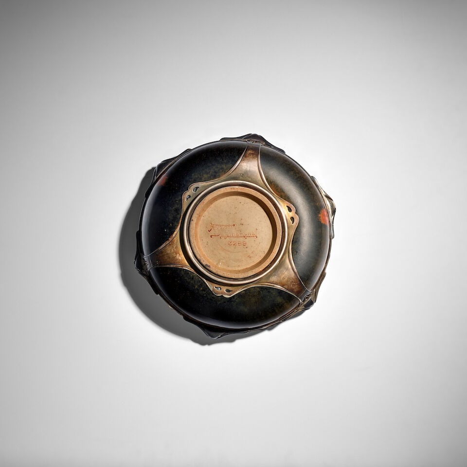 AUGUST DELAHERCHE (1857-1940) AND LUCIEN BONVALLET (1861-1919) SILVER-MOUNTED BOWL Paris, France... - 2