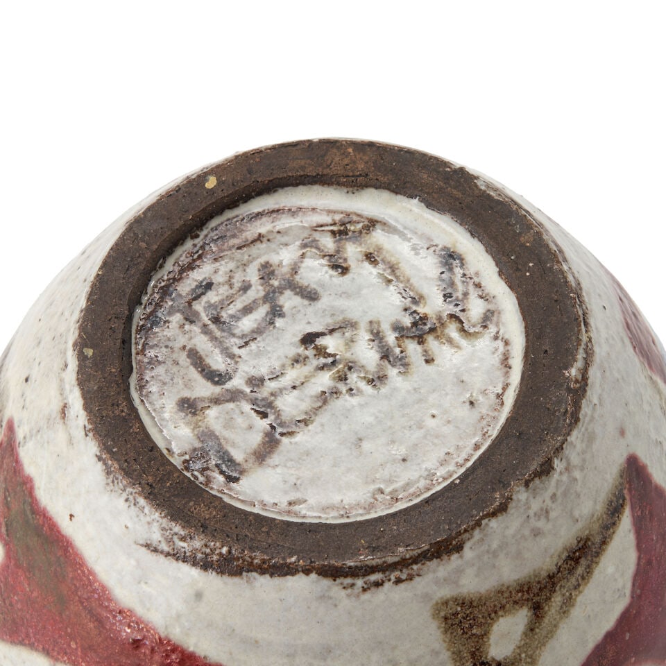 JEAN DERVAL (1925-2010) COVERED BOWL France, c. 1955, glazed earthenware, painted mark 'Jean Der... - 2