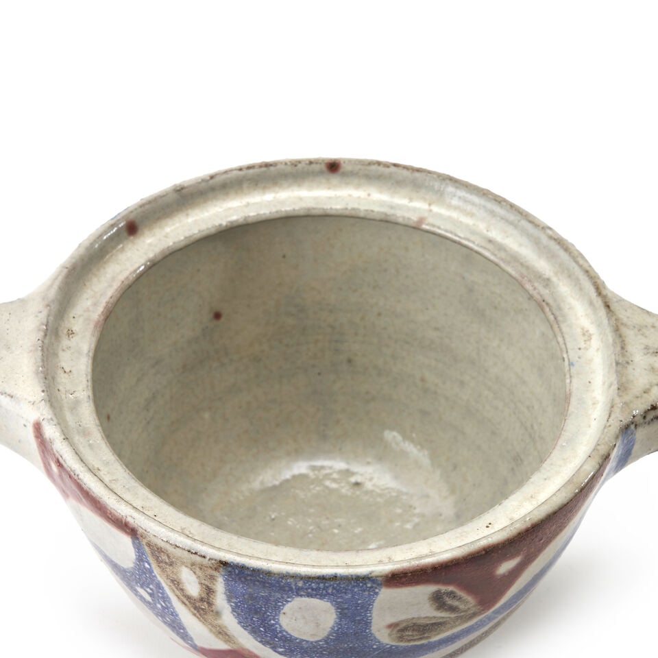 JEAN DERVAL (1925-2010) COVERED BOWL France, c. 1955, glazed earthenware, painted mark 'Jean Der... - 3