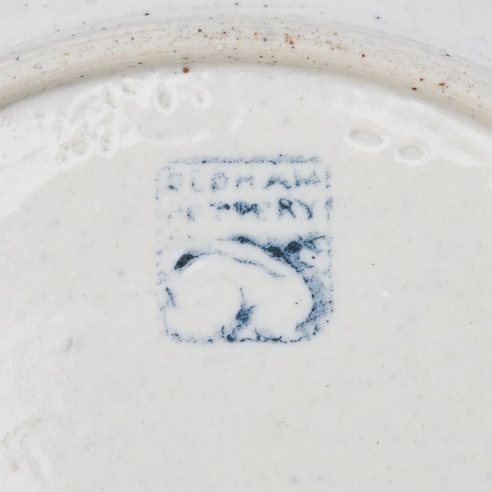 SEVEN DEDHAM POTTERY PLATES Chelsea and Dedham, Massachusetts, glazed stoneware, late 19th centu... - 2