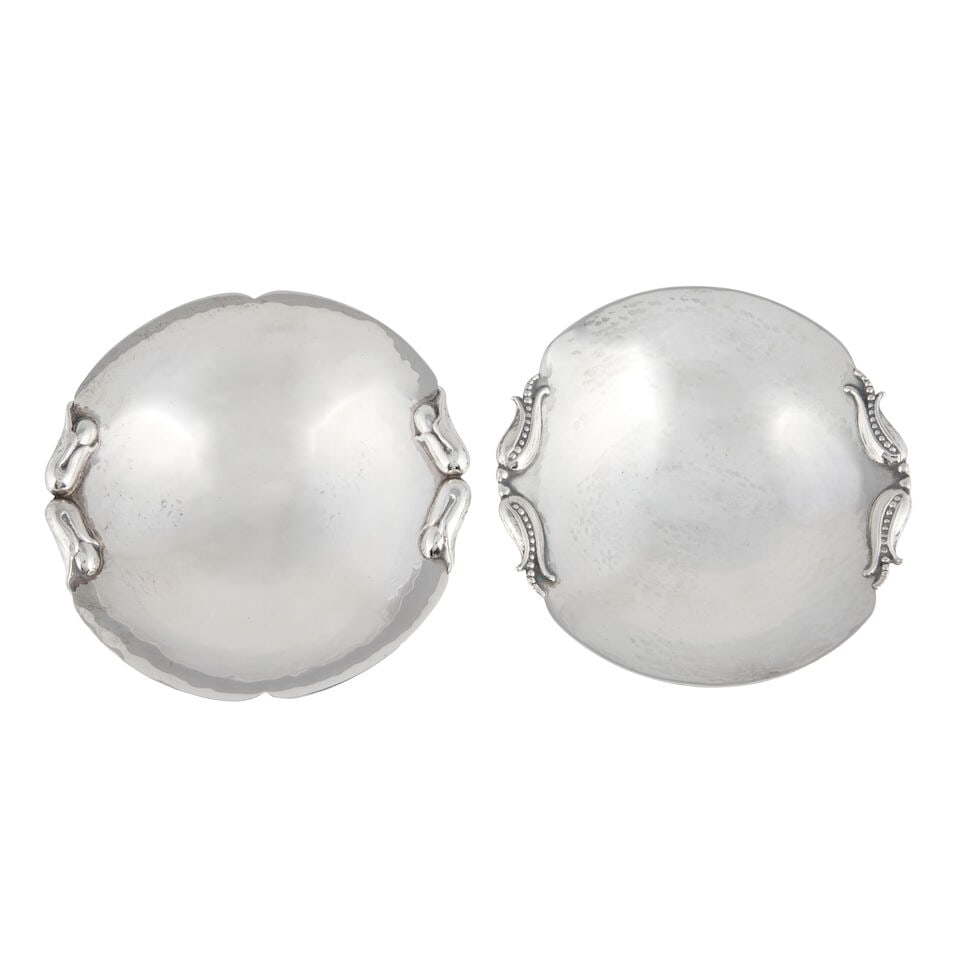 TWO CARL POUL PETERSEN STERLING SILVER TAZZA Montreal, Canada, mid-20th century, one in the peap... - 2