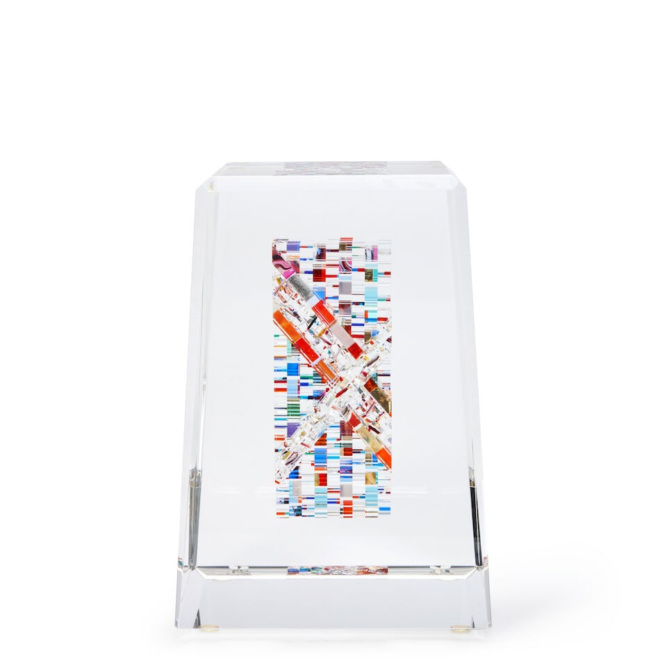 JON KUHN (B. 1949) 'CAJUN ECLIPSE' ground, polished, and laminated glass, unsigned, ht. 10 7/8, ...: JON KUHN (B. 1949) 'CAJUN ECLIPSE' ground, polished, and laminated glass, unsigned, ht. 10 7/8, wd. 7 1/2, dp. 6 3/8 in. Footnotes: Private collection, Boston, Massachusetts For further information on