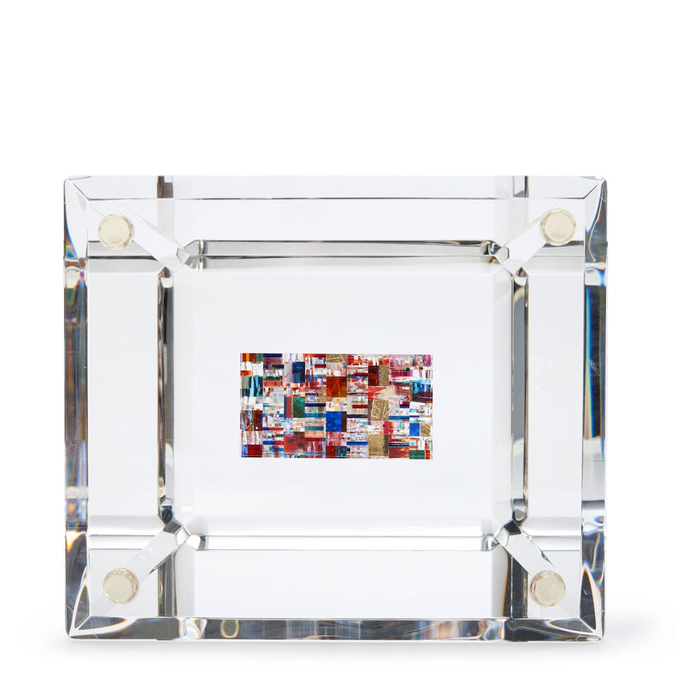 JON KUHN (B. 1949) 'CAJUN ECLIPSE' ground, polished, and laminated glass, unsigned, ht. 10 7/8, ... - 2