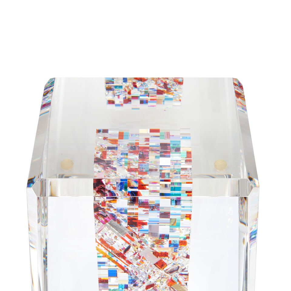 JON KUHN (B. 1949) 'CAJUN ECLIPSE' ground, polished, and laminated glass, unsigned, ht. 10 7/8, ... - 5