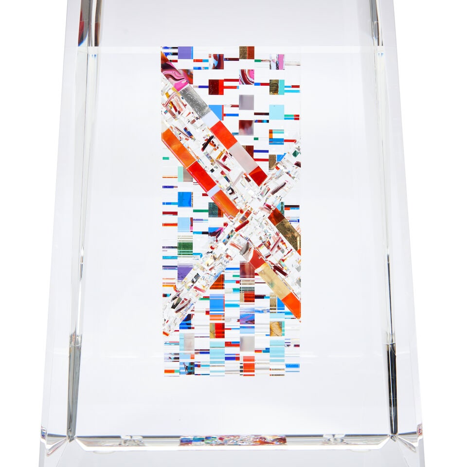 JON KUHN (B. 1949) 'CAJUN ECLIPSE' ground, polished, and laminated glass, unsigned, ht. 10 7/8, ... - 6