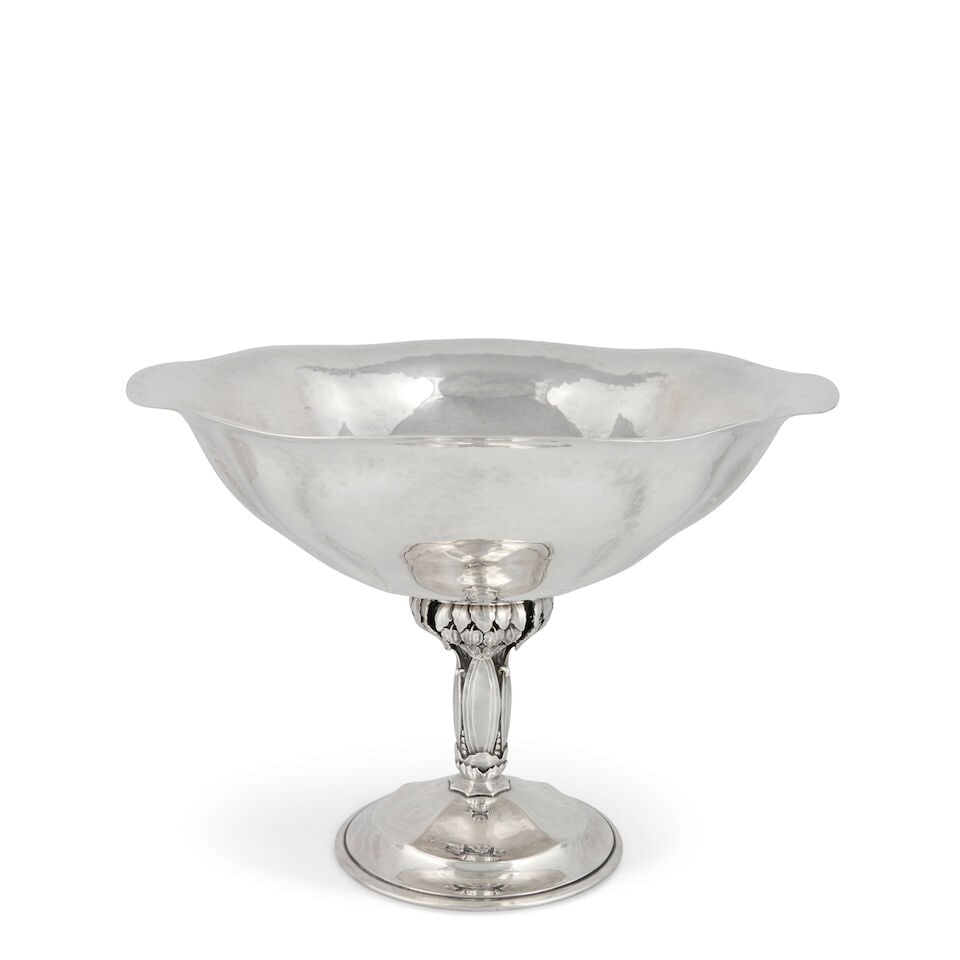 PEER SMED STERLING SILVER TAZZA New York, circa 1935, the lobed bowl with flared undulating rim,... (1 of 1)