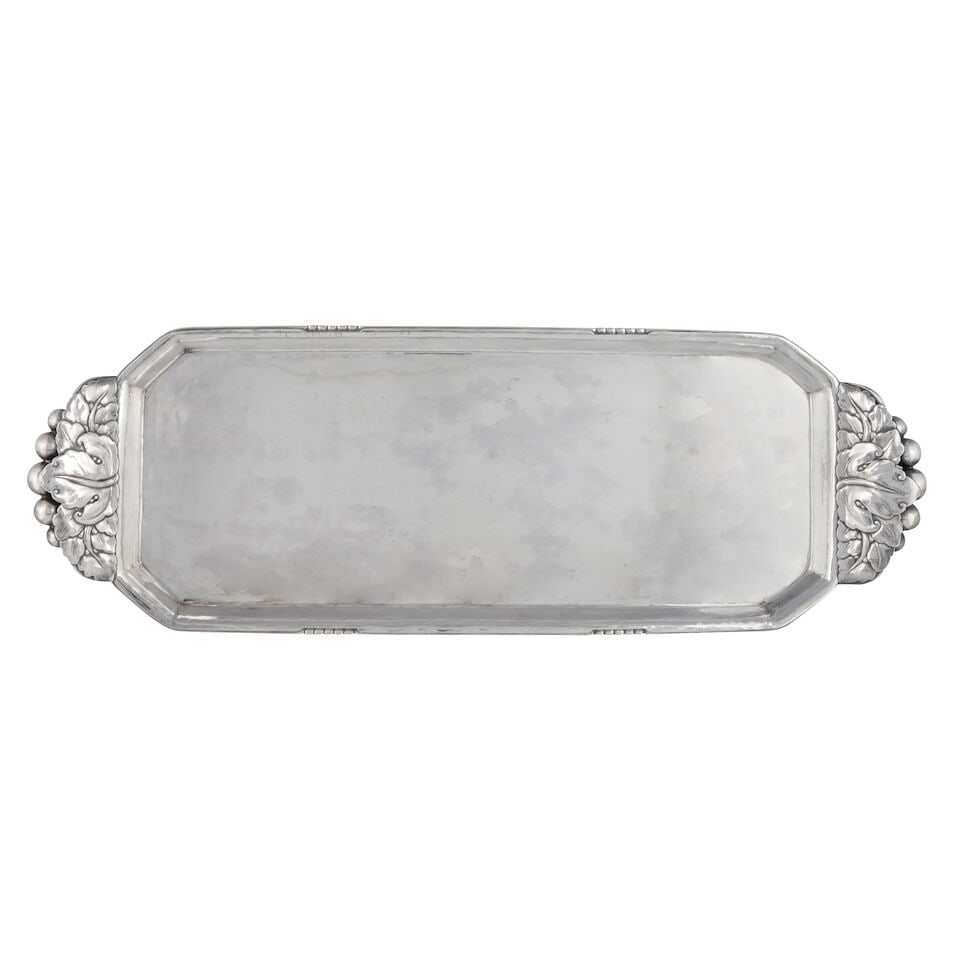 PEER SMED STERLING SILVER TRAY Brooklyn, New York, 1930s, rectangular with canted corners, the r... - 2