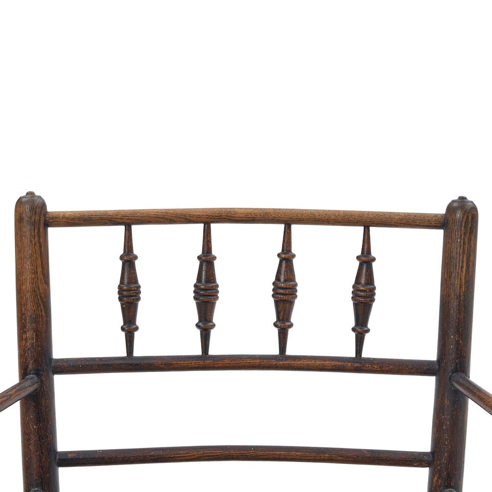 MORRIS & CO. 'SUSSEX' ARMCHAIR England, c. 1865, design attributed to Philip Webb, ebonized wood... - 2