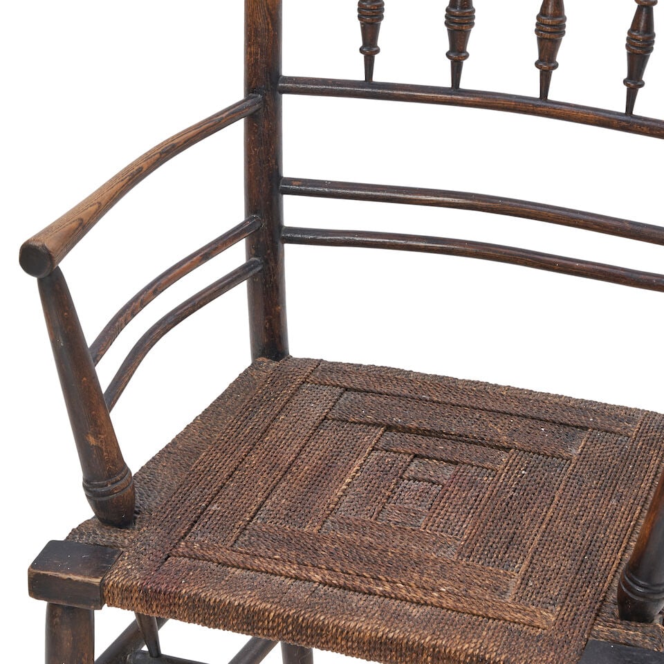 MORRIS & CO. 'SUSSEX' ARMCHAIR England, c. 1865, design attributed to Philip Webb, ebonized wood... - 3