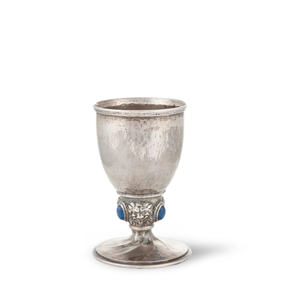 OMAR RAMSDEN (1873-1939) GOBLET London, England, 1925, sterling silver, sodalite cabochons, impr... (1 of 4)
