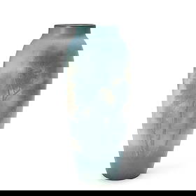 EDWARD DIERS (1871-1947) FOR ROOKWOOD POTTERY MONUMENTAL SCENIC VELLUM VASE Cincinnati, Ohio, da...: EDWARD DIERS (1871-1947) FOR ROOKWOOD POTTERY MONUMENTAL SCENIC VELLUM VASE Cincinnati, Ohio, dated 1923, impressed stamp mark 'XXIII 907A' and Rookwood Pottery flame mark, incised artist's mark 'ED,'