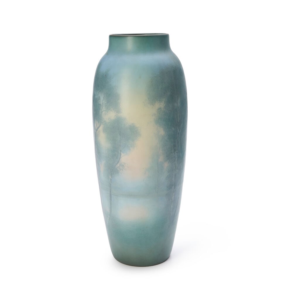 EDWARD DIERS (1871-1947) FOR ROOKWOOD POTTERY MONUMENTAL SCENIC VELLUM VASE Cincinnati, Ohio, da... - 2