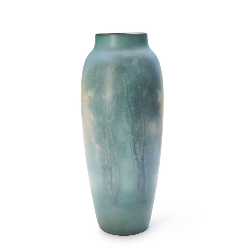 EDWARD DIERS (1871-1947) FOR ROOKWOOD POTTERY MONUMENTAL SCENIC VELLUM VASE Cincinnati, Ohio, da... - 3