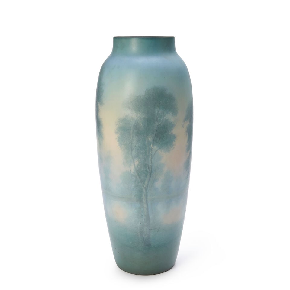 EDWARD DIERS (1871-1947) FOR ROOKWOOD POTTERY MONUMENTAL SCENIC VELLUM VASE Cincinnati, Ohio, da... - 4