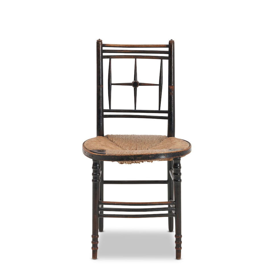 MORRIS & CO. 'SUSSEX' ROUNDSEAT CHAIR England, c. 1865, design attributed to Ford Maddox Brown, ... - 2
