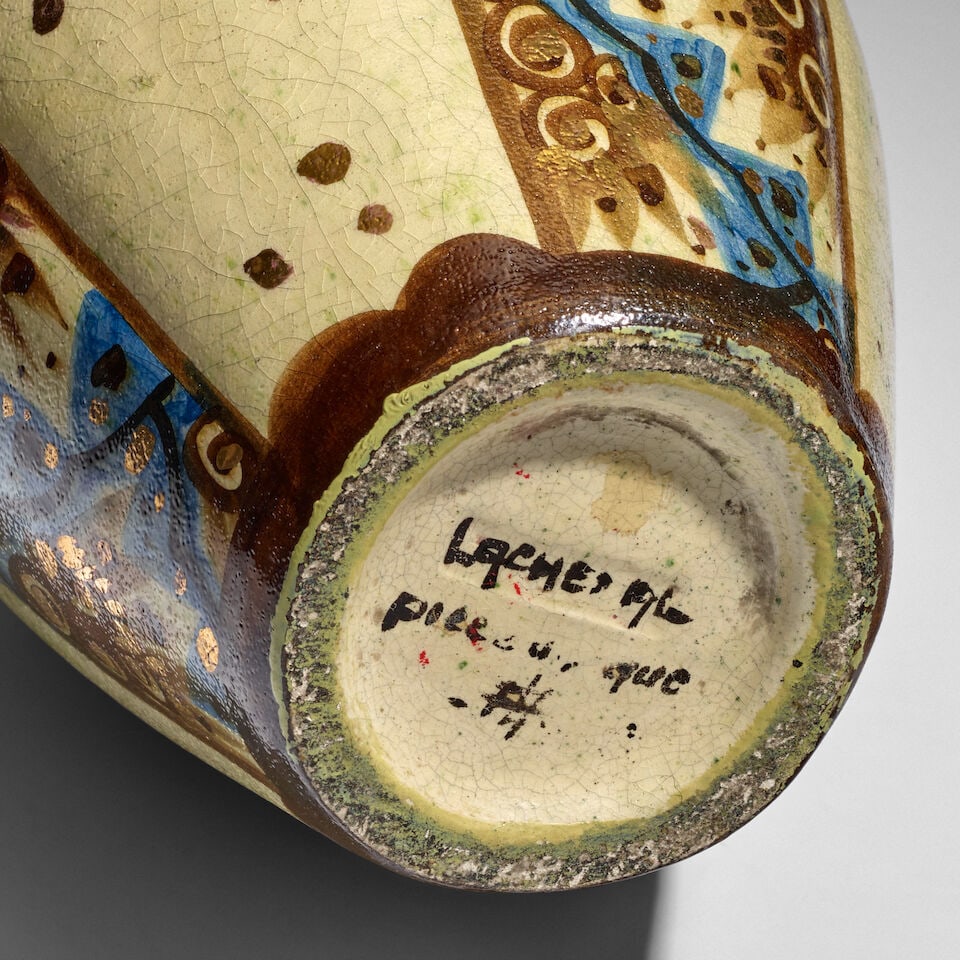 EDMOND LACHENAL (1855-1948) Vase circa 1925 glazed stoneware with gilt highlights, glaze mark 'L... - 2
