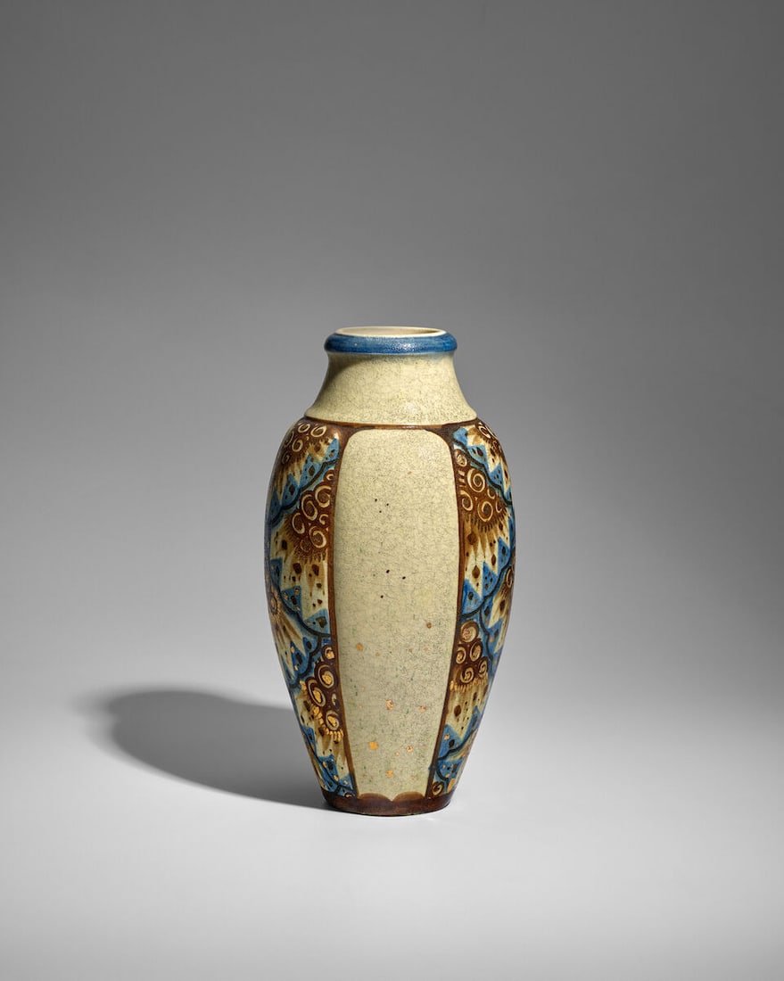 EDMOND LACHENAL (1855-1948) Vase circa 1925 glazed stoneware with gilt highlights, glaze mark 'L... - 3