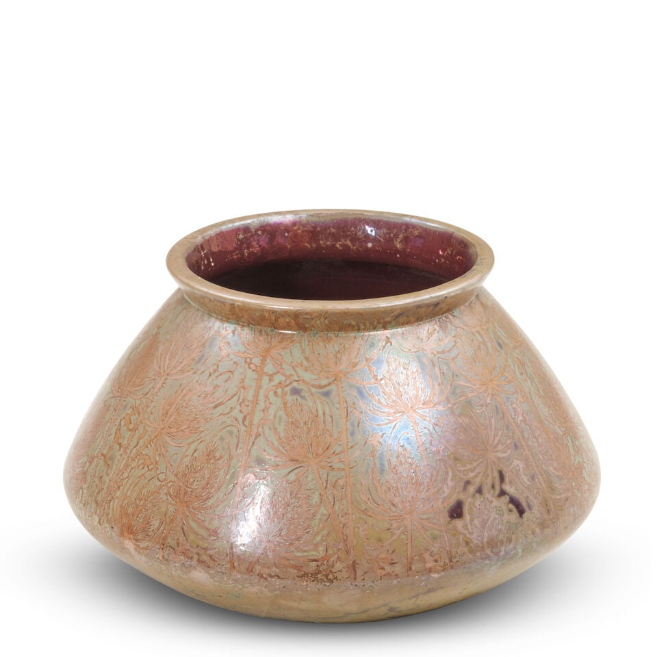 CLEMENT MASSIER (1845-1917) LARGE JARDINIERE Golfe-Juan, France, dated 1892, luster glazed earth... - 2