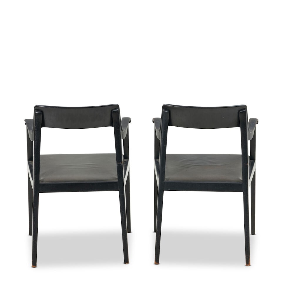 PAIR OF EDWARD WORMLEY (1907-1995) FOR DUNBAR 'RIEMERSCHMID' ARMCHAIRS Berne, Indiana, designed ... - 4