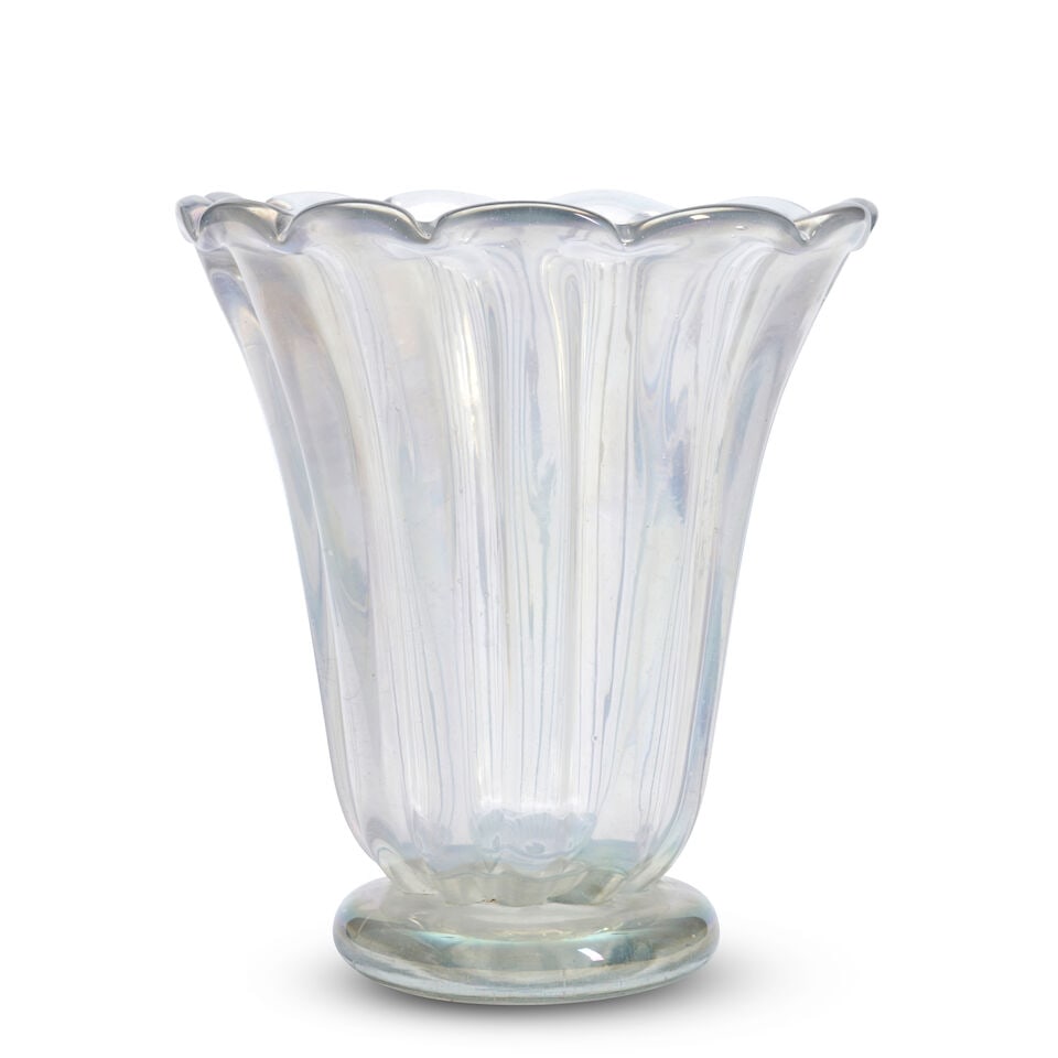 ERCOLE BAROVIER (1889-1974) FOR BAROVIER & TOSO VASE Murano, Italy, c. 1940, iridescent glass, u...: ERCOLE BAROVIER (1889-1974) FOR BAROVIER & TOSO VASE Murano, Italy, c. 1940, iridescent glass, unmarked, ht. 11 in. For further information on this lot please visit Bonhams.com For further