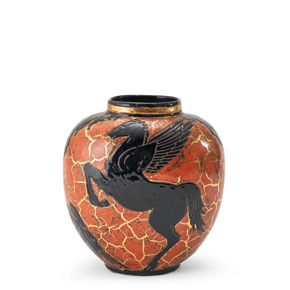 CHARLES CATTEAU (1880-1966) FOR BOCHE FRERES 'PERSÉE ET LES GORGONES' VASE Belgium, designe... - 4
