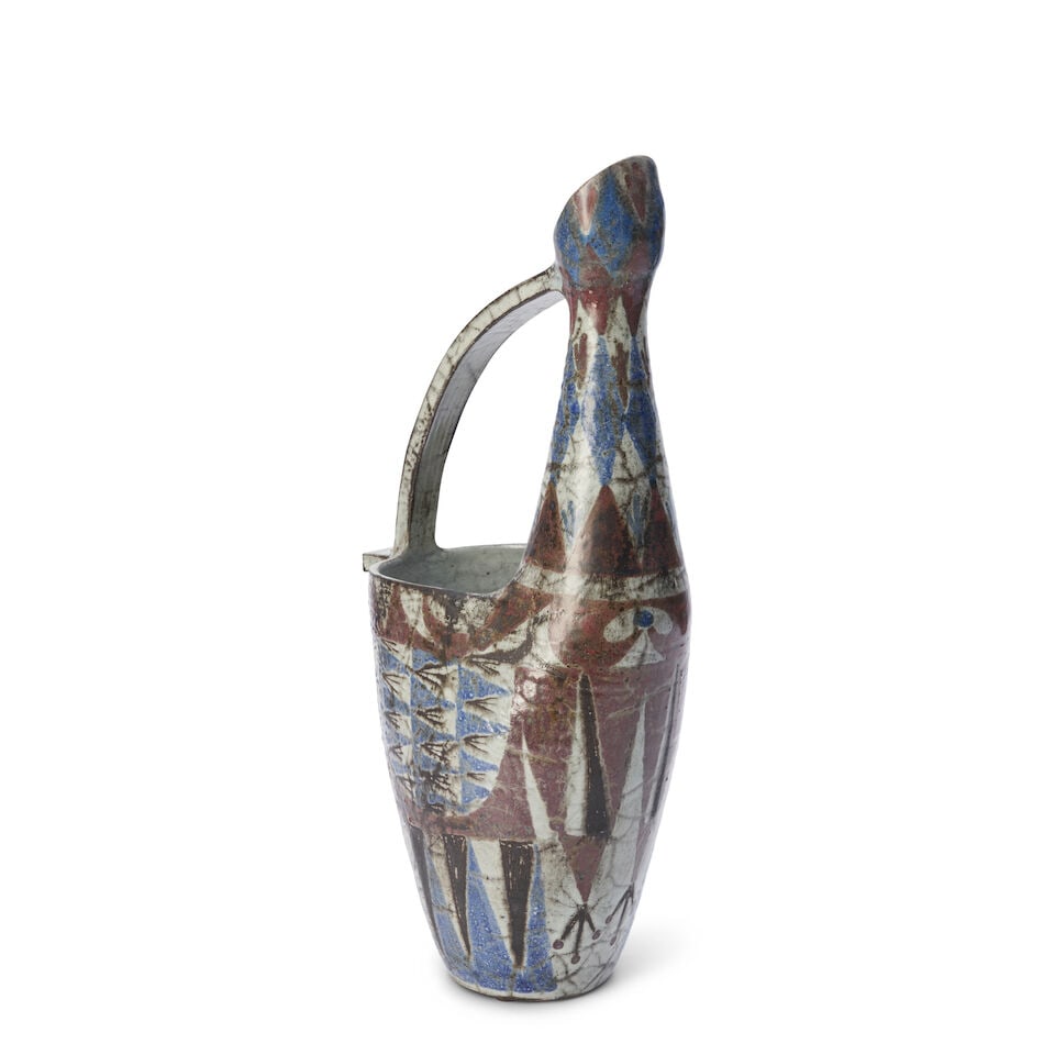 JEAN DERVAL (1925-2010) EWER Vallauris, France, c. 1955, glazed ceramic, incised mark 'Jean Derv... - 4