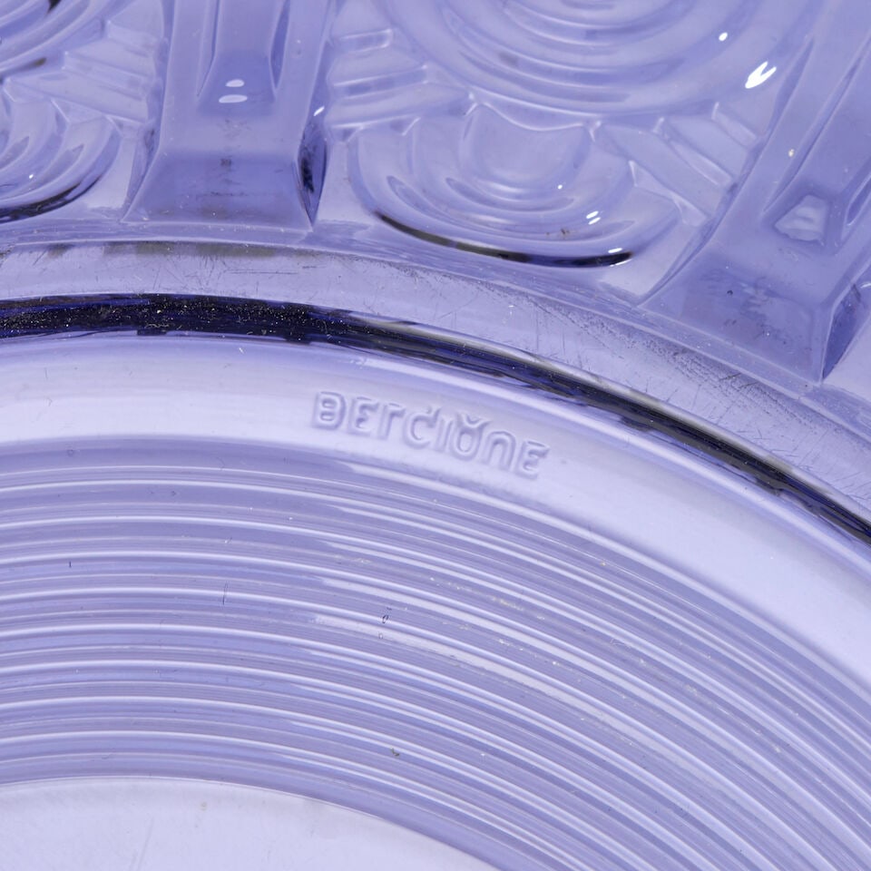 VAL ST. LAMBERT ART DECO CHARGER Belgium, c. 1930, molded glass, molded marks 'Val St. Lambert B... - 2