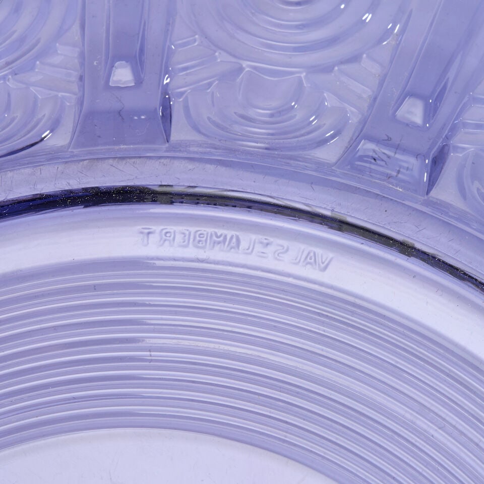 VAL ST. LAMBERT ART DECO CHARGER Belgium, c. 1930, molded glass, molded marks 'Val St. Lambert B... - 3