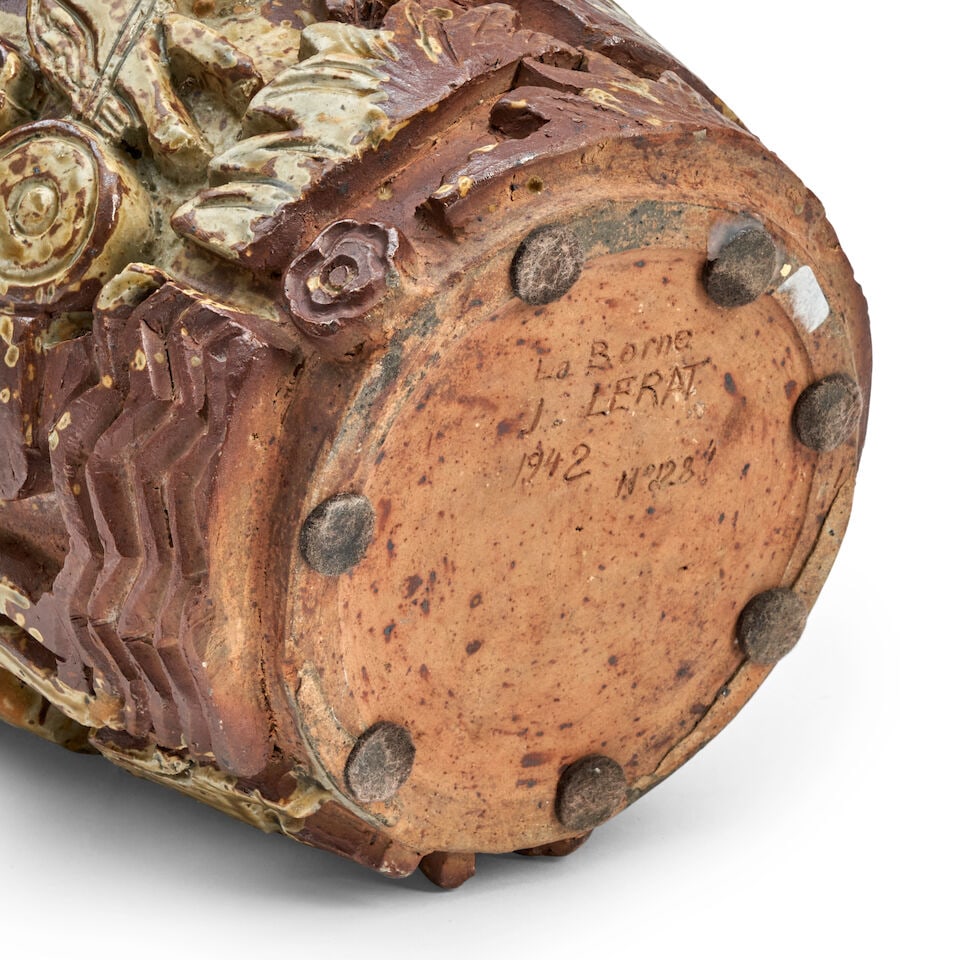 JEAN LERAT (1913-1992) VASE WITH FIGURES ENGAGED IN RURAL ACTIVITIES La Borne, France, dated 19... - 2