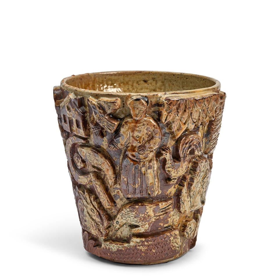 JEAN LERAT (1913-1992) VASE WITH FIGURES ENGAGED IN RURAL ACTIVITIES La Borne, France, dated 19... - 3