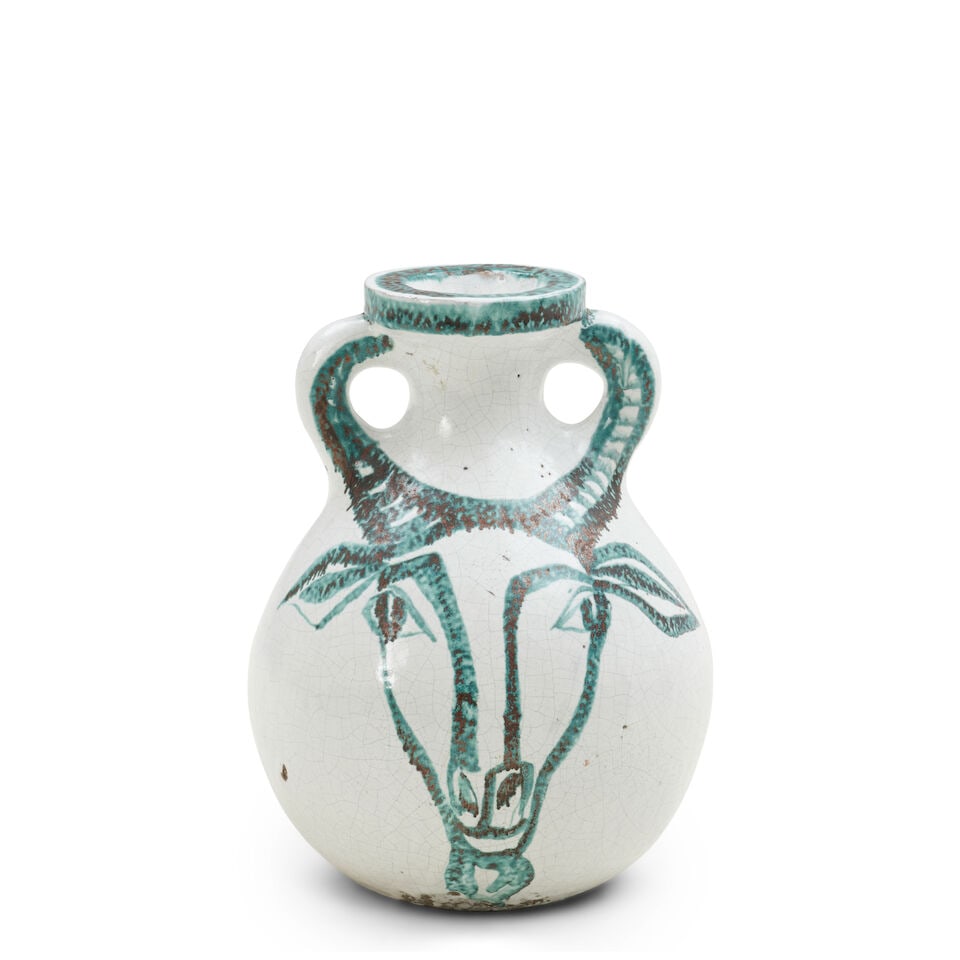 ROBERT PICAULT (1919-2000) FLOOR VASE Vallauris, c. 1955, glazed ceramic, decorated with depicti... (1 of 4)