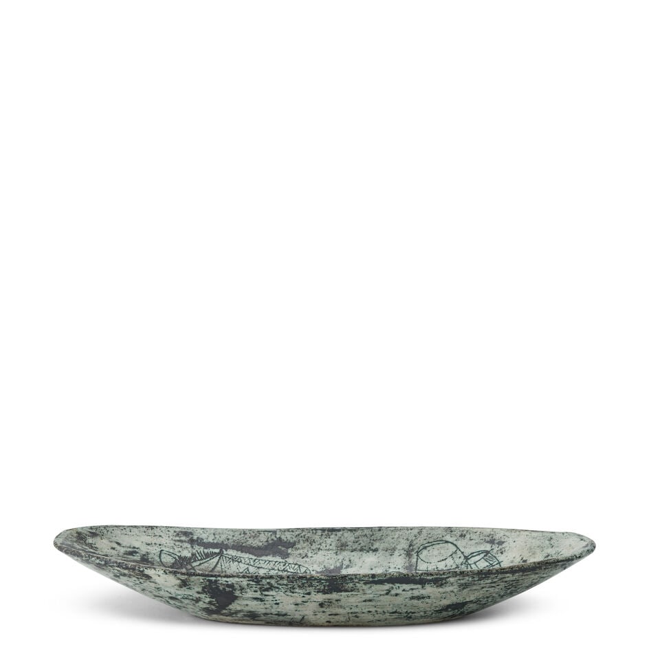 JACQUES BLIN (1920-1995) OVAL BOWL France, c. 1980, incised and glazed ceramic, depicting a hors... - 3