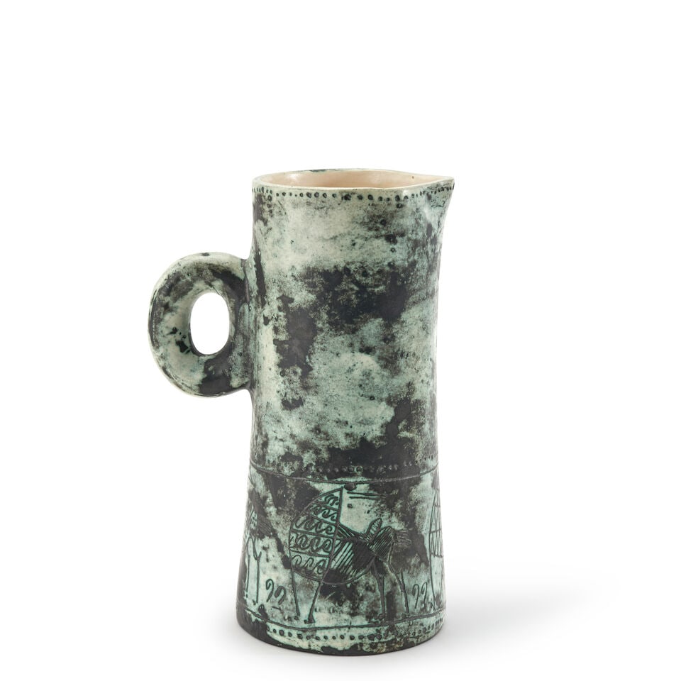 JACQES BLIN (1920-1995) PITCHER France, c. 1960, glazed ceramic, incised mark 'J Blin,' ht. 9 5/... - 4