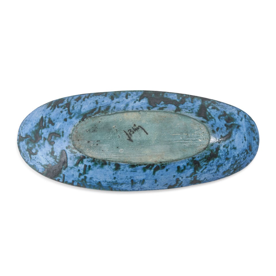 JACQUES BLIN (1920-1995) OVAL BOWL France, c. 1980, incised and glazed ceramic, depiction of a m... - 2
