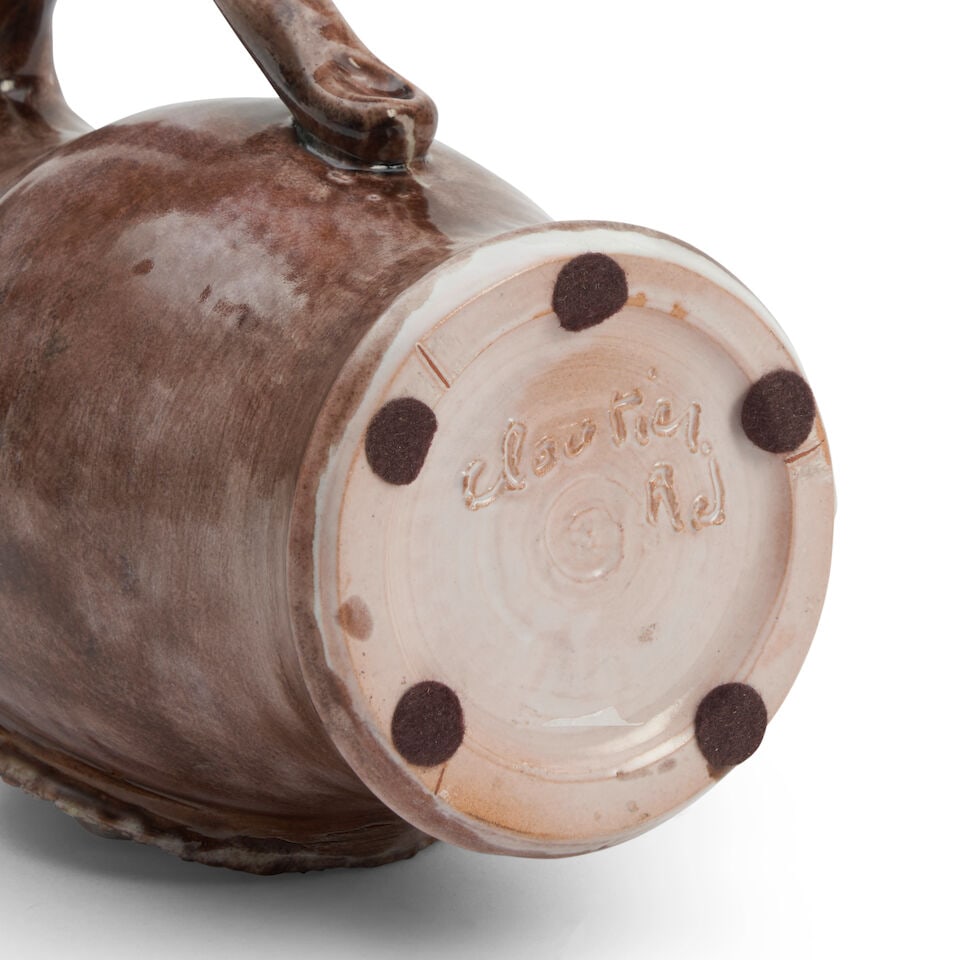 ROBERT (1930-2008) AND JEAN (1930-2015) CLOUTIER PITCHER WITH FACE Paris, France, c. 1955, glaze... - 2