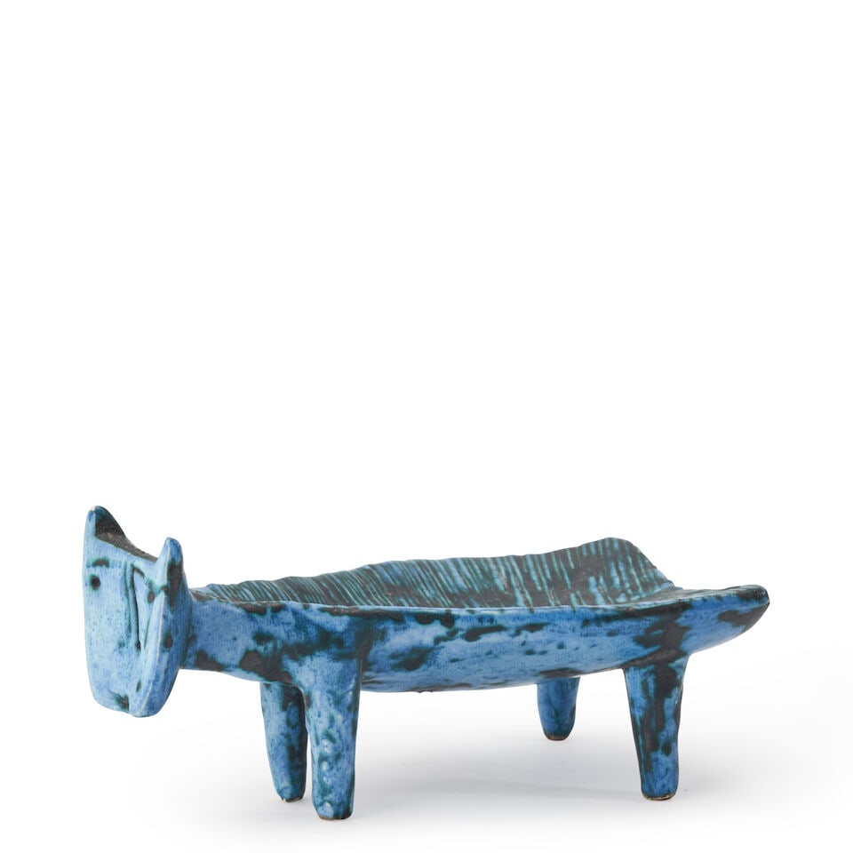 JACQUES BLIN (1920-1995) ZOOMORPHIC DISH France, c. 1955, glazed ceramic, incised mark 'J Blin,'... (1 of 3)
