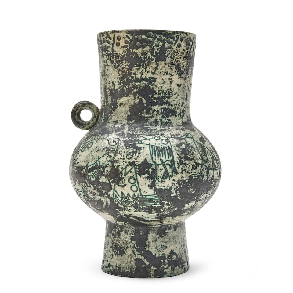 JACQUES BLIN (1920-1995) VASE France, c. 1960, incised and glazed ceramic, incised mark 'J Blin,... (1 of 3)