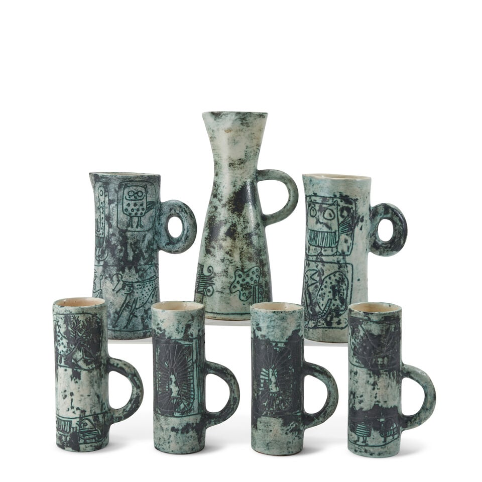 SEVEN PIECES OF JACQUES BLIN (1920-1995) TABLEWARE France, c. 1980, glazed earthenware, all with... (1 of 1)